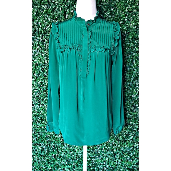 17. J.Crew Silk ruffle popover top - Picture 2 of 6